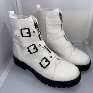 Madden NYC Girls Buckle Boots with lug soles size 6